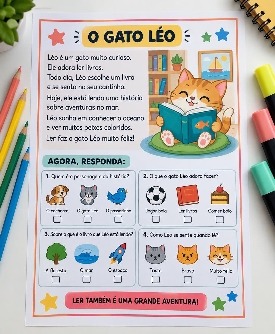 Atividade infantil: Leitura com compreensão