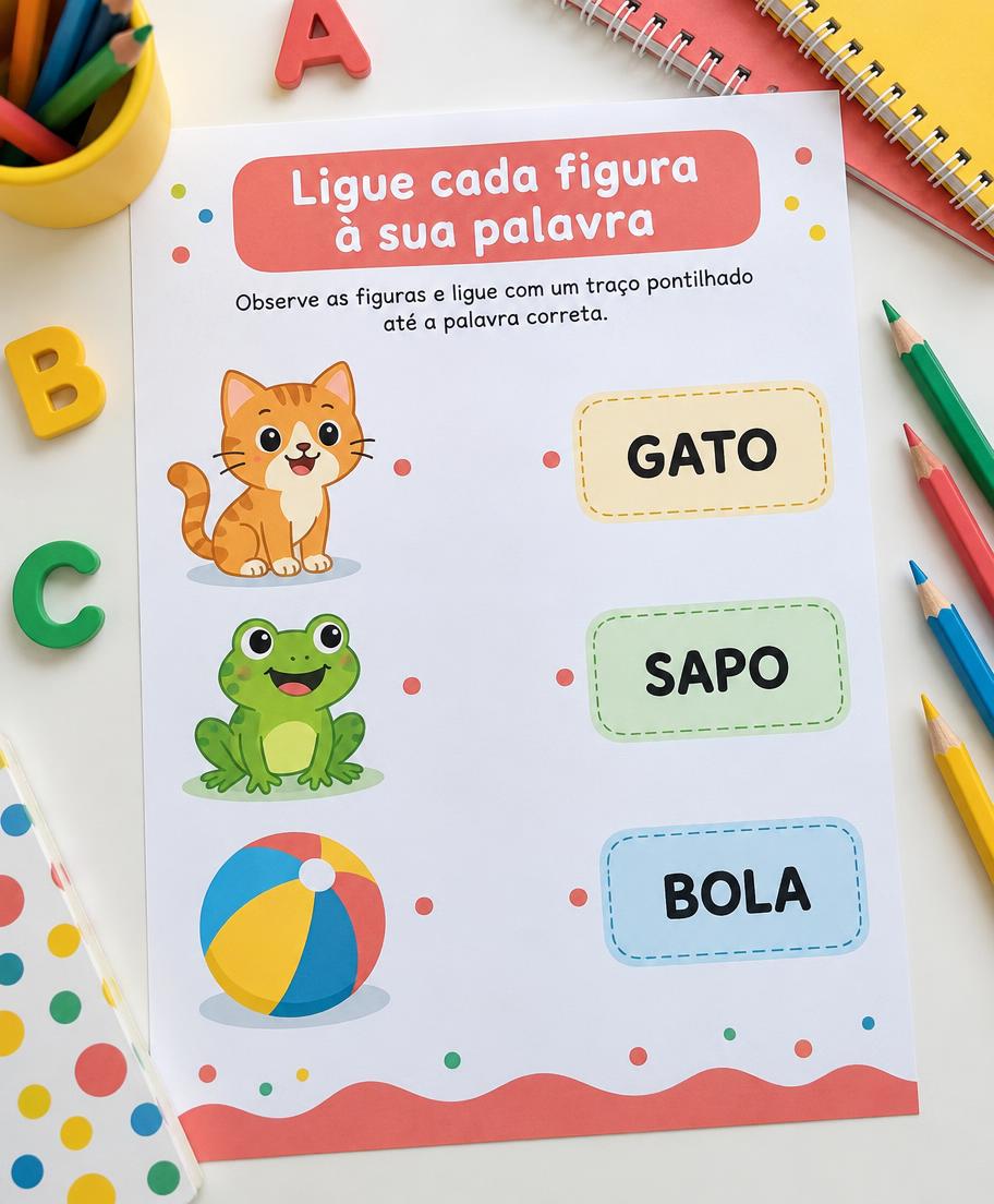 Atividade infantil: Figuras e palavras